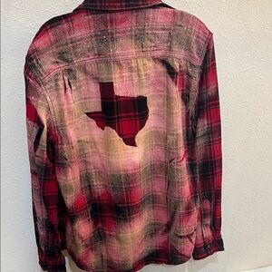 Plaid Button Down Shirt with Texas Design